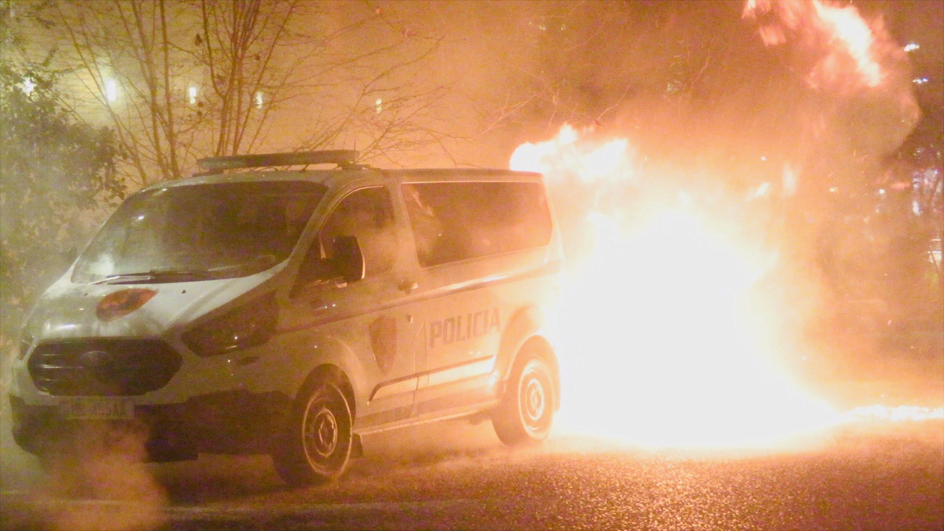Berisha supporters attack riot police with molotovs and fireworks