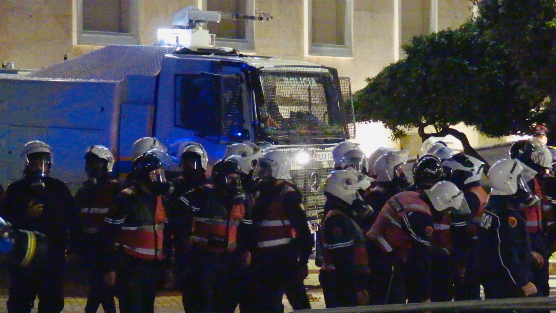 Riot police disperse anti-government protesters in Tirana