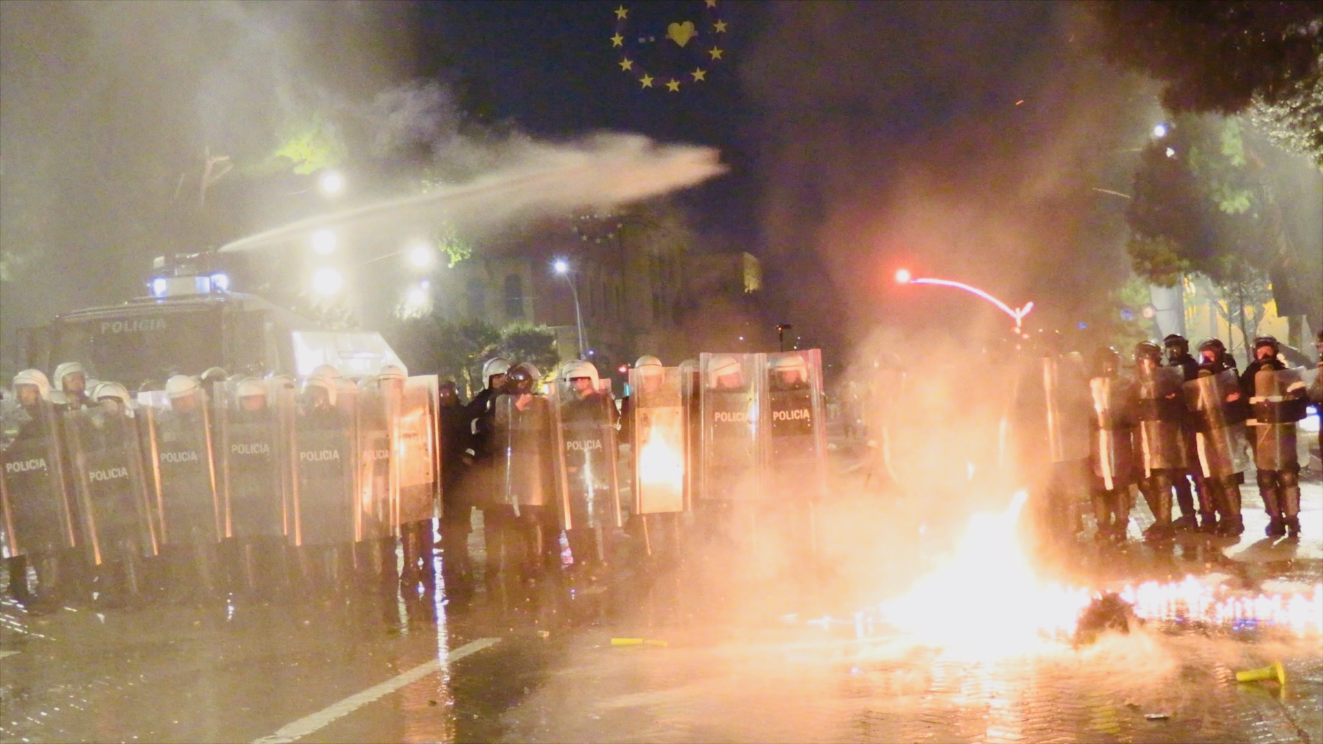 Anti-government protesters clash with riot police in Tirana