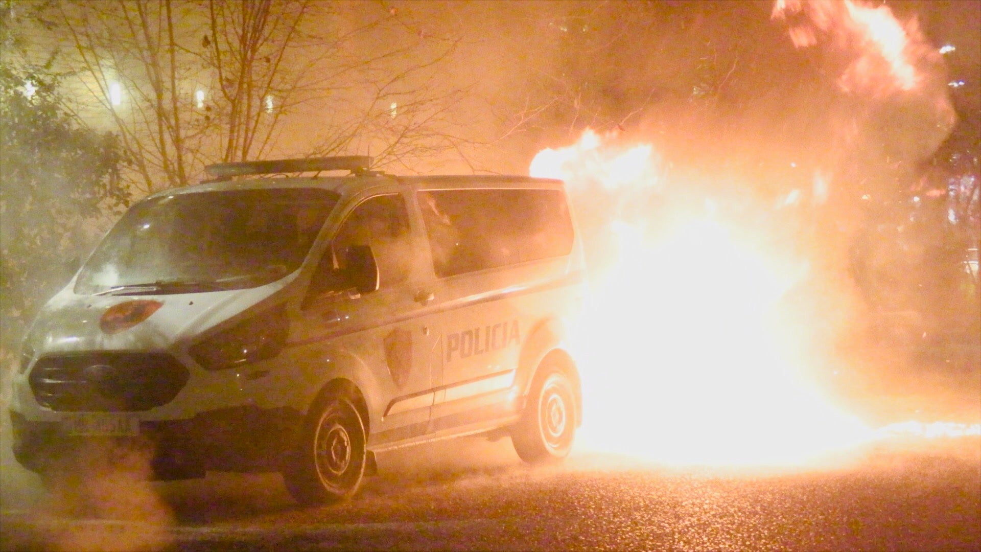 Berisha supporters attack riot police with molotovs and fireworks